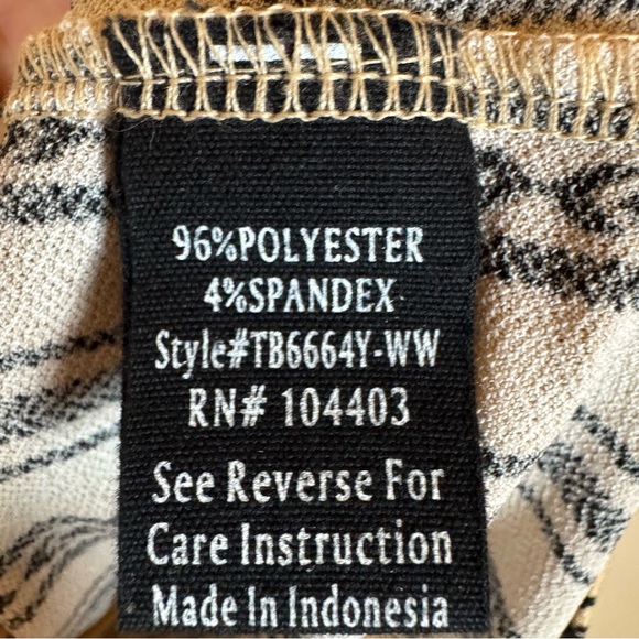 Southwestern Inspired Beige and Black Striped Short Sleeve Top - Picture 3 of 5